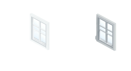 Two isometric views of a window
