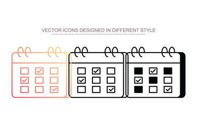 Agenda icon set multiple style collection