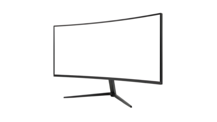 Curved gaming monitor with blank screen perfect for showcasing website design