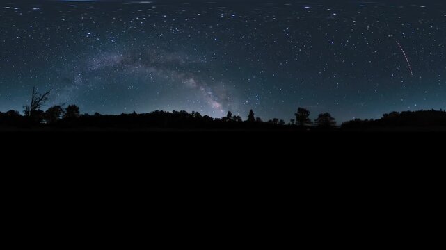VR 360 Equirectangular Milky Way Galaxy Time Lapse Starry Night Sky Mount Pinos Astrophotography Time Lapse California USA