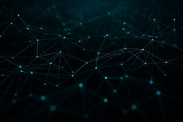 Abstract network of connected dots and lines on a dark background.