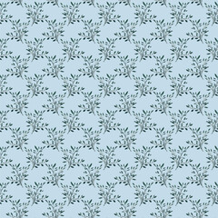Abstract geometric leaf seamless pattern on light blue background