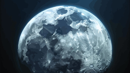 Naklejka premium Detailed Close-up of the Full Moon in Dark Space astronomy