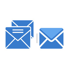 Multiple blue envelopes moving towards a single envelope