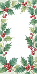 Holly and Berry Border with Vertical Orientation berries