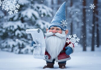 Festive Winter Gnome Character