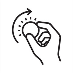 Fototapeta premium Hand turning knob outline icon vector