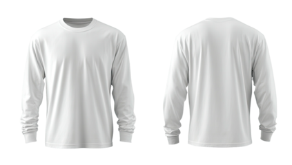 Front and back view of a plain white long-sleeve t-shirt (1)