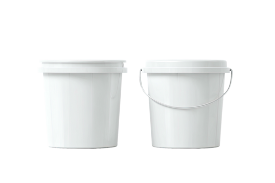 Two white plastic buckets (6)