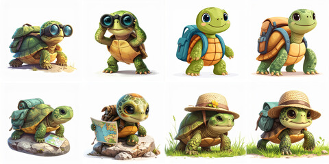 Cute Little Turtle on Adventure – Soft Pastel Children’s Illustration, generated ai