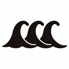 Obraz premium Three dark stylized waves cresting in a row against a white background