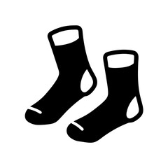 Stylized black and white image of two socks with a minimalist design