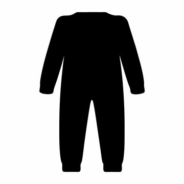 Simple black silhouette of a longsleeved onepiece pajamas or jumpsuit