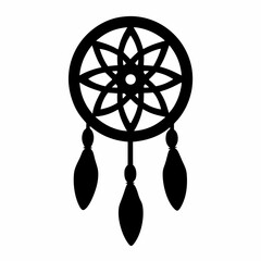 Elegant black silhouette of a traditional native american dream catcher