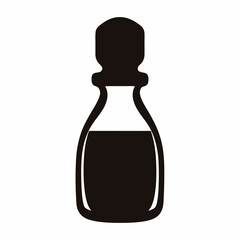Stylized liquid container illustration of oil or medicine bottle with stopper