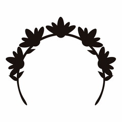 Black silhouette flower crown headband for decoration, design elements, and floral designs