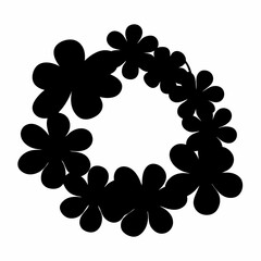 Floral Circle of Black Silhouettes Creates a Striking Visual Frame Design