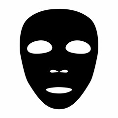 Simple black mask with white eye and mouth holes against white background