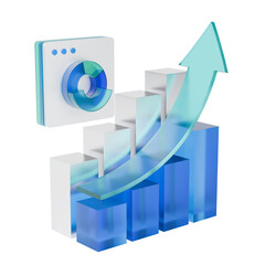3d icon of business graph with rising arrow.