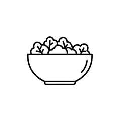 Salad bowl filled with fresh greens and vegetables in minimal style  
