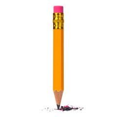 Bright yellow pencil with a pink eraser and freshly sharpened tip
