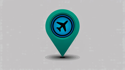 Airplane Icon Location Pin Marker on Textured Gray Background image photo