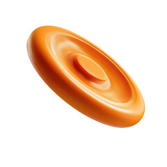 Orange frisbee spinning mid-air, cutout [Transparent Background PNG].