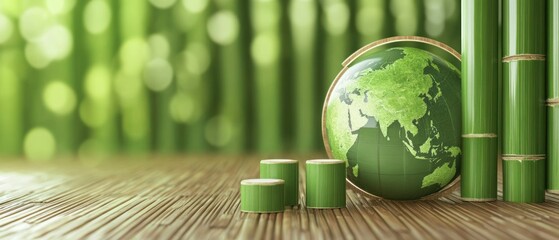 Green globe bamboo background eco friendly nature image