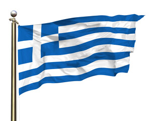 Transparent Background Cutout Isolated Greece Greek National Flag Waving In The Wind