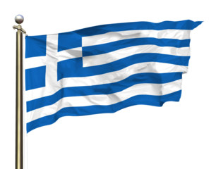 Transparent Background Cutout Isolated Greece Greek National Flag Waving In The Wind