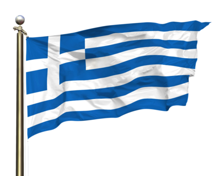 Transparent Background Cutout Isolated Greece Greek National Flag Waving In The Wind