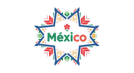 Vibrant Mexican starburst pattern with the word Mexico in the center.