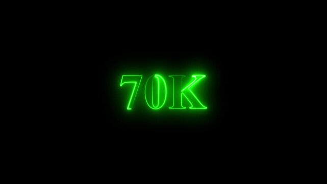 Thank you 70k followers. realistic neon sign animation. Confetti celebrate party effects, social media milestone motion graphics animation. 4k