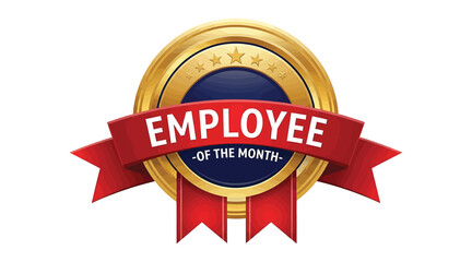Vector art of employee of the month badge, a symbol of recognition and appreciation for outstanding performance and dedication in the workplace, fostering motivation and morale