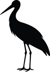 Obraz premium Elegant heron silhouette standing tall against a plain white background