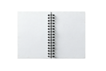 Open spiral-bound notebook with blank pages