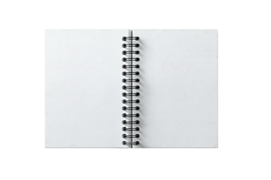 Open spiral-bound notebook with blank pages