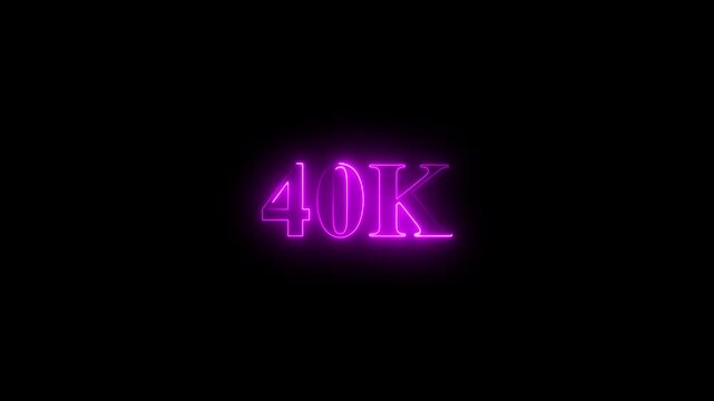 Thank you 40k followers. realistic neon sign animation. Confetti celebrate party effects, social media milestone motion graphics animation. 4k