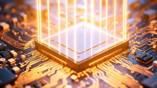 Digital pattern of an electronic circuit board with a processor is a computer illustration for business design