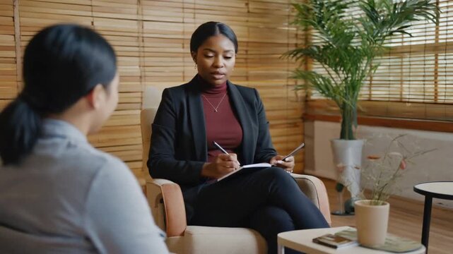 Psychologist taking notes.