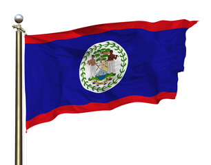 Transparent Background Cutout Isolated Belize National Flag Waving  In The Wind