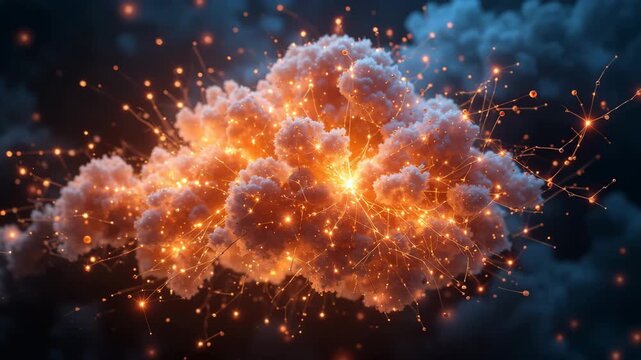 A brilliant explosion of fire like a supernova in the night sky, mirroring the mystery of the deep space nebula