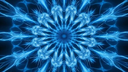 Abstract blue fractal pattern with bright purple glow and shining stars - Powered by Adobe