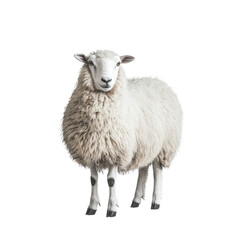 Obraz premium A fluffy white sheep with its eyes closed standing peacefully isolated on transparent background