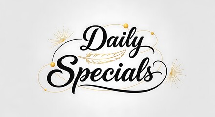 Daily specials text with decorative elements and golden sparkles