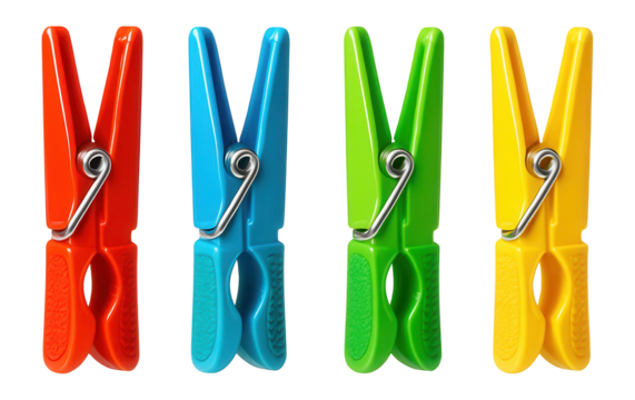 Vibrant plastic clothespins with rubber grips for displaying kids' art in playrooms.