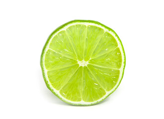 Lime slice isolated on white background.