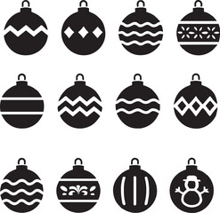 Modern Holiday Silhouette Vector – Christmas Tree, Gifts, Snowflakes, Reindeer, Bells and Festive Elements