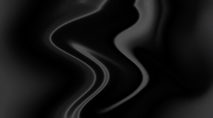 Smooth black and gray waves flow abstract grainy background, dark fluid gradient effect, banner, backdrop design