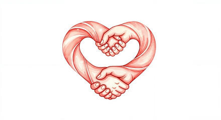 Fototapeta premium Stylized heart symbol formed by interlocking helping hands 